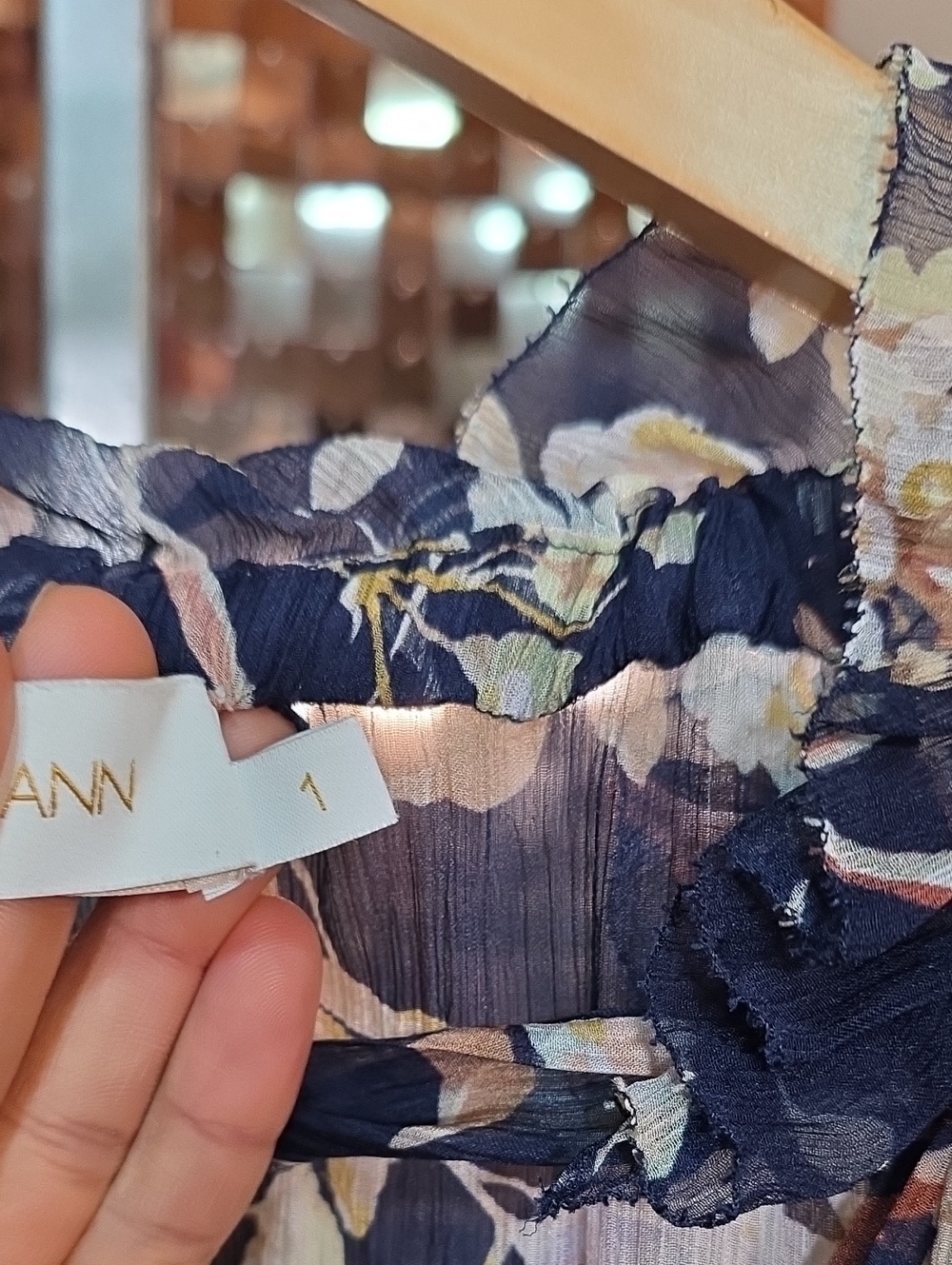 Zimmermann Navy Floral Tiered Tie-Neck Maxi Dress - Picture 9 of 17